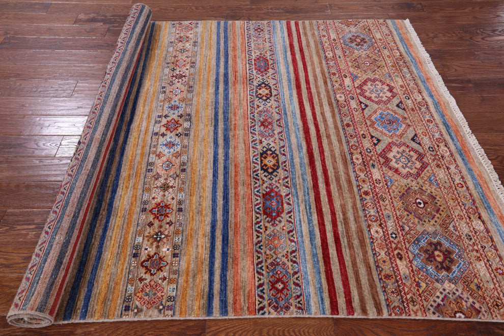 5' 8" X 8' 5" Khorjin Super Kazak Handmade Rug Q11208