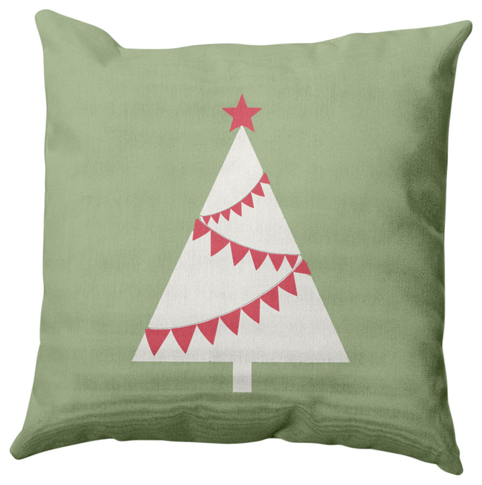 Garland Tree Decorative Throw Pillow, Sage Green, 18"x18"