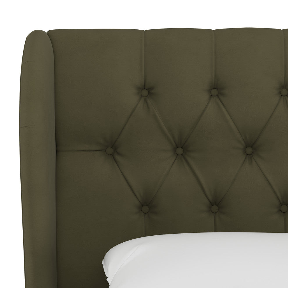 Bradwell Tufted Wingback Bed, Velvet Loden, King