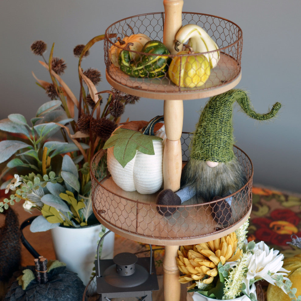 Chicken Wire Rustic 3 Tier Stand, 27.5 Inches