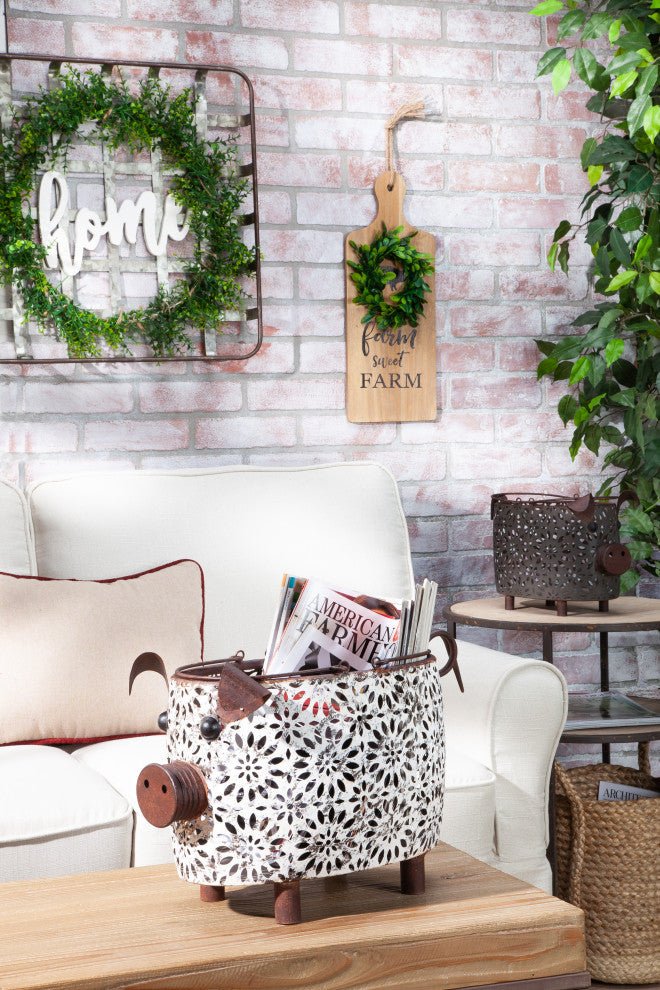 16.46" Metal Strap"ome", Artificial Wreath Wall Decor