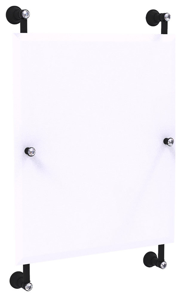 Carolina Crystal Frameless Rail Mounted Mirror, Matte Black