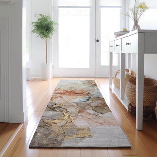 Premium Machine Washable Mayfield AMF520 Beige 2'3" x 7'6" Runner Rug