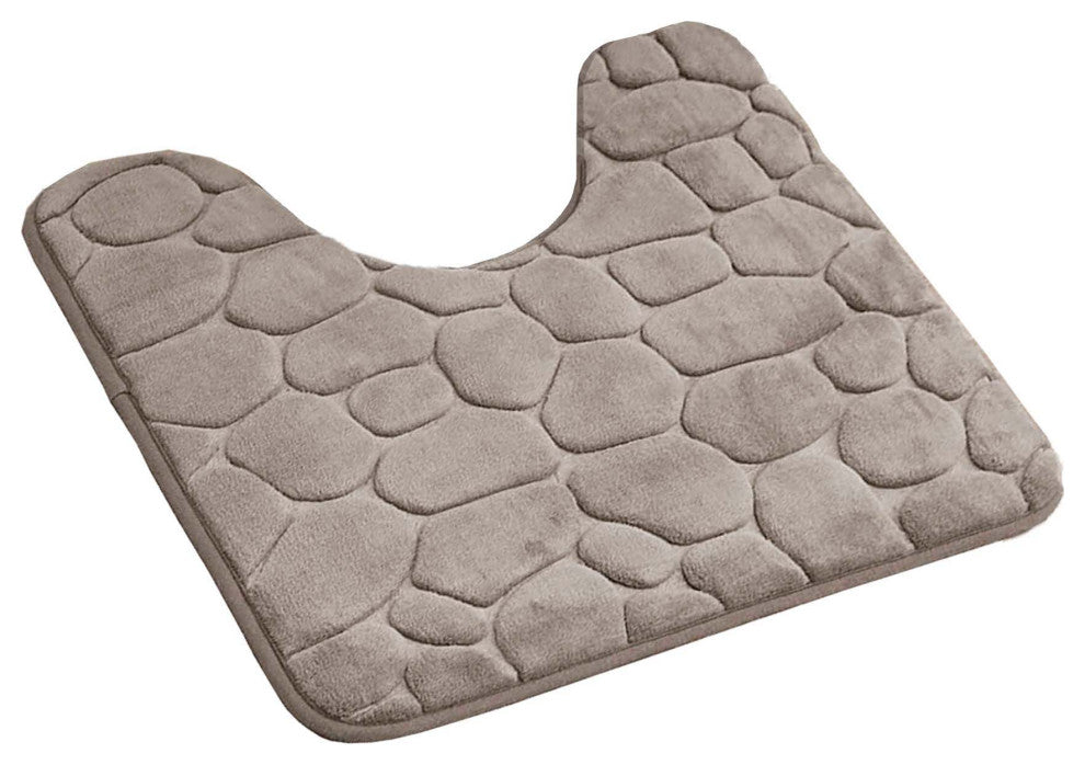 Bath Rug Memory Foam Mat 3D Pebble, Taupe, Contour Rug 20"x20"