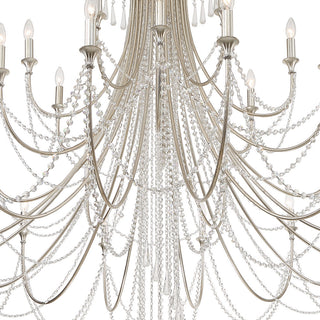 Crystorama ARC-1929-SA-CL-MWP, 28 Light Chandelier, Antique Silver