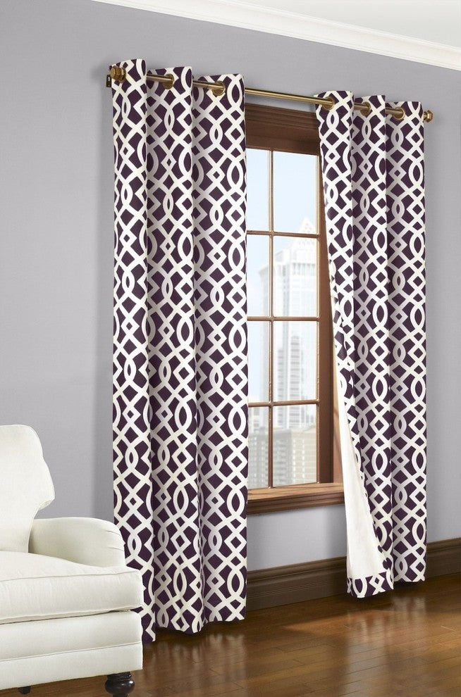 Pair of Thermal Insulated Grommet Top Curtains, Purple, 80"w X 84"l