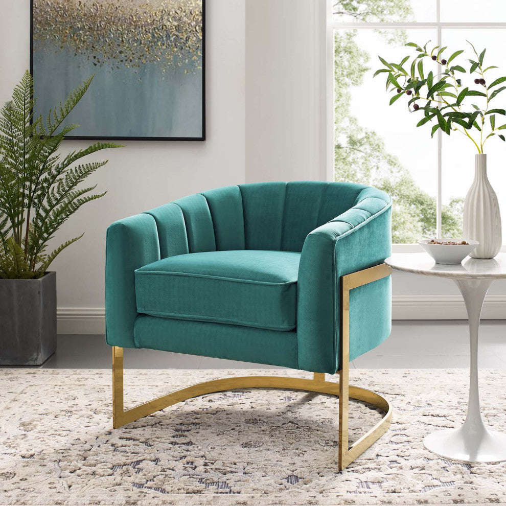 Esteem Vertical Channel Tufted Performance Velvet Accent Armchair by Modway