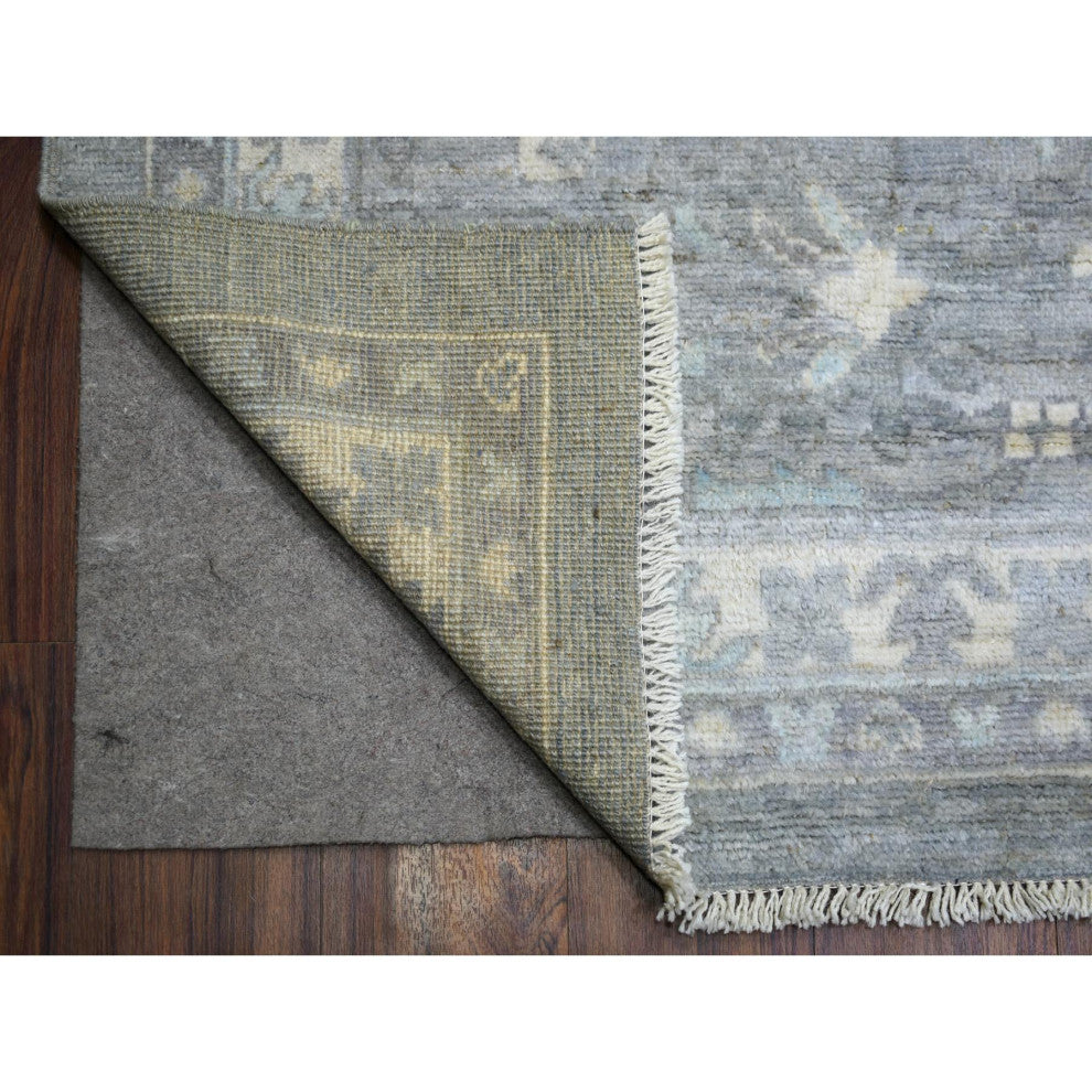 Gray, Hand Knotted Afghan Angora Oushak, Soft Wool Oversized Rug, 12'0"x15'2"