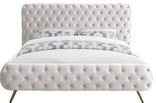 Delano Velvet Upholstered Bed, Cream, King