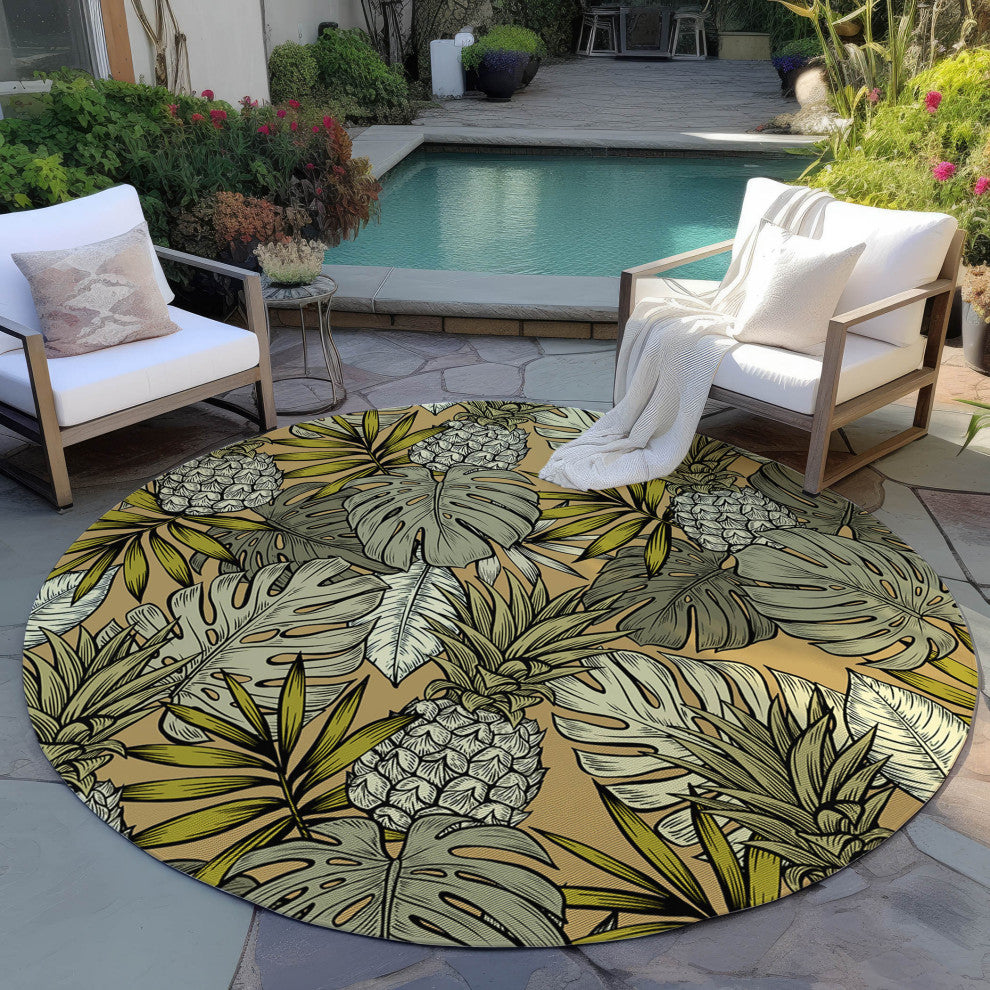 Indoor/Outdoor Tropics TC11 Clay Machine Washable 8' x 8' Round Rug
