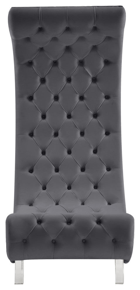 Crescent Velvet Upholstered Rounded Accent Chair, Gray