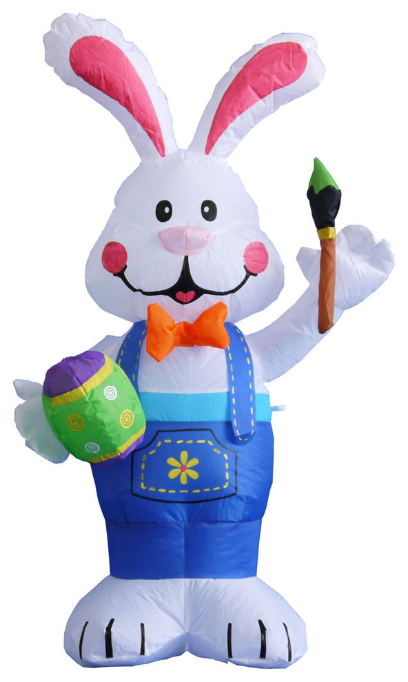 Easter Inflatable Rabbit Holding Color Paintbrush, 4'