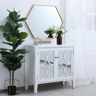 Metal Frame Hexagon Mirror 24", Brass