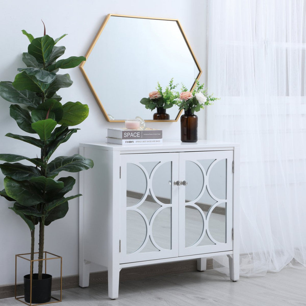 Metal Frame Hexagon Mirror 24", Brass