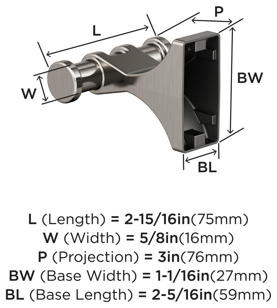Davenport Transitional Double Robe Hook, Brushed Nickel