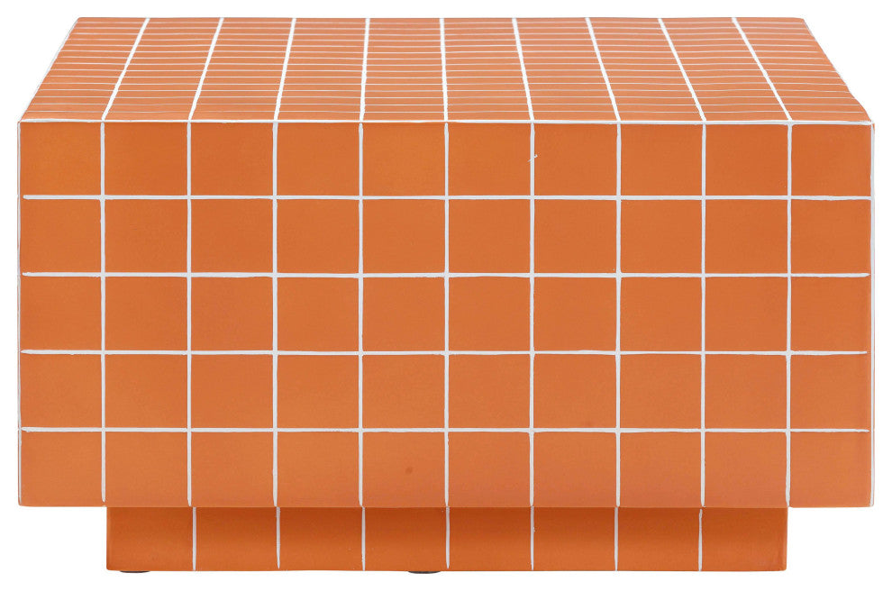 Mixie Taupe Tile Indoor / Outdoor Coffee Table, Brick Orange
