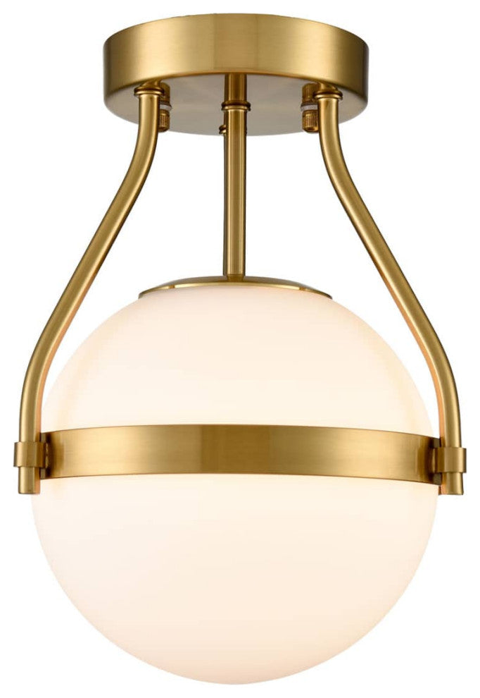 Modern Gold Globe Ceiling Light With Opal Glass