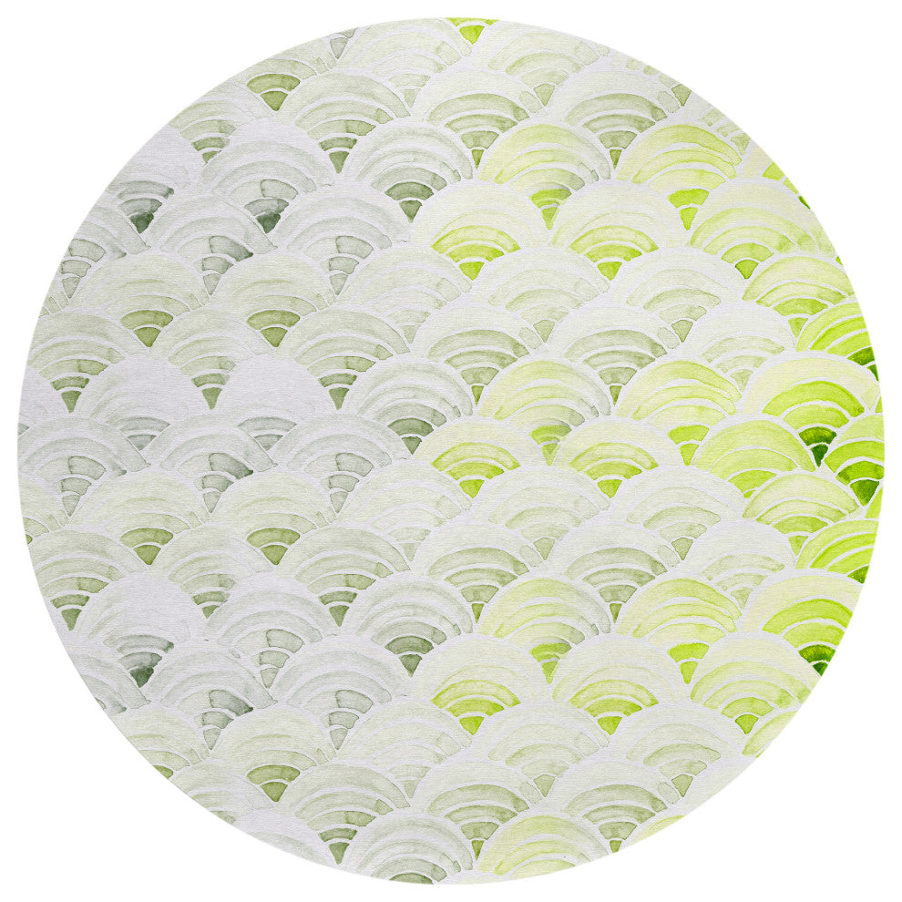 Indoor/Outdoor Seabreeze SZ5 Lime-In Machine Washable 8' x 8' Round Rug