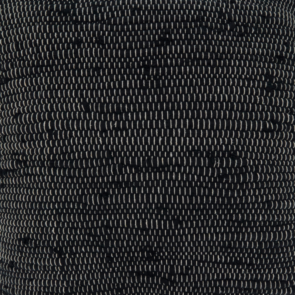 Down-Filled Throw Pillow With Chindi Design, 22"x22", Black