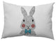 Bow-tie Bunny Easter Indoor/Outdoor Lumbar Pillow, Explorer Blue, 14x20"