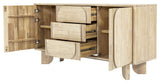 Haru 63" Wide 3-Drawers Sideboard, Beige