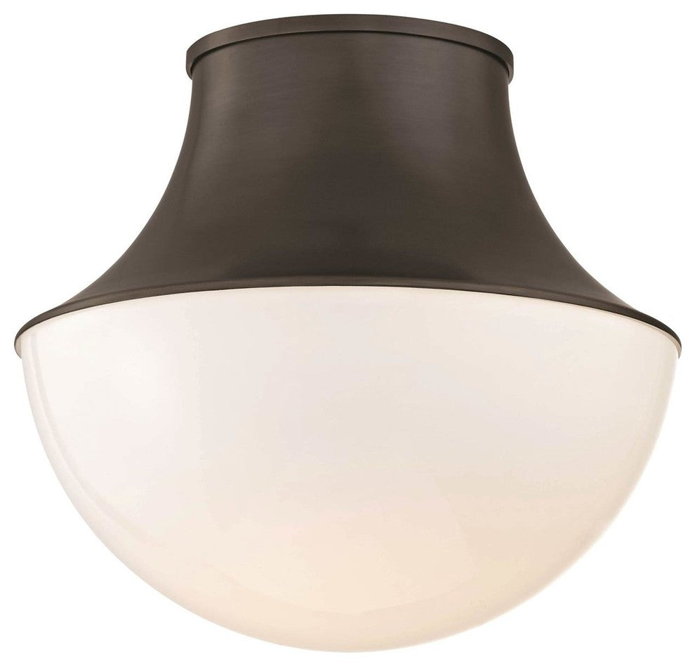 Lettie Large LED Flush Mount, Old Bronze Finish, White Glass