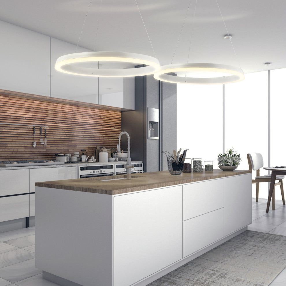 Baxter 1-Light Aluminum Integrated LED Hoop Pendant, Matte White