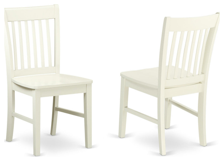 Norfolk Dining Chair With Wood Seat -Linen White Finish- Set of 2