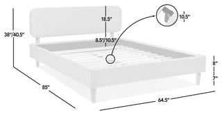Diego Low Upholstered Platform Bed, Light Gray Polyester, Queen
