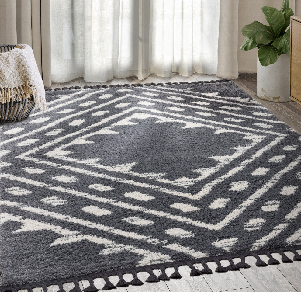 Abani Willow WIL140A Moroccan Grey Shag Area Rug
