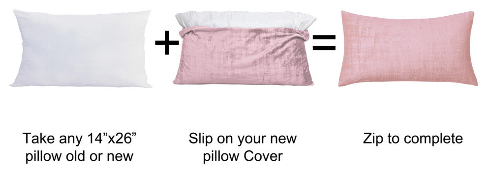 Velvet 2 Piece Lumbar Pillow Cover Set, Softpink, 2 Piece, 14"x26"
