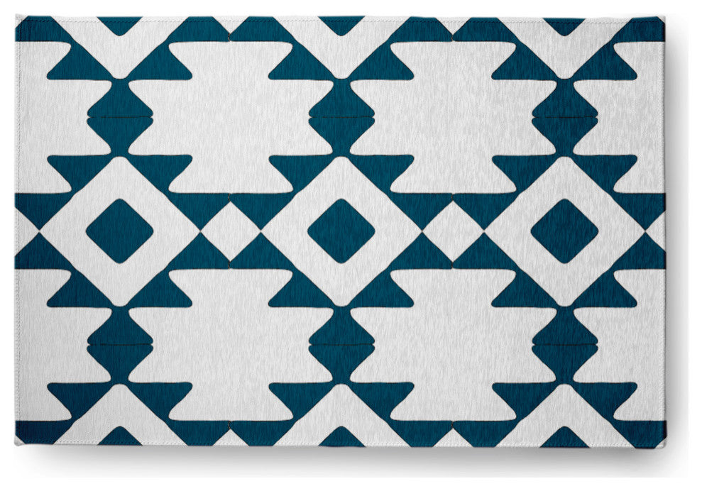 Geometric Soft Chenille Area Rug, Dark Teal, 4'x6'