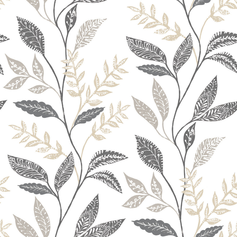Gray and Taupe Cottage Vine Peel and Stick Wallpaper