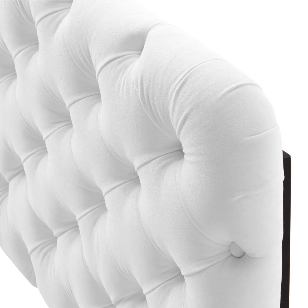 Tufted Headboard, Full Queen Size, Velvet, White, Modern Contemporary, Bedroom