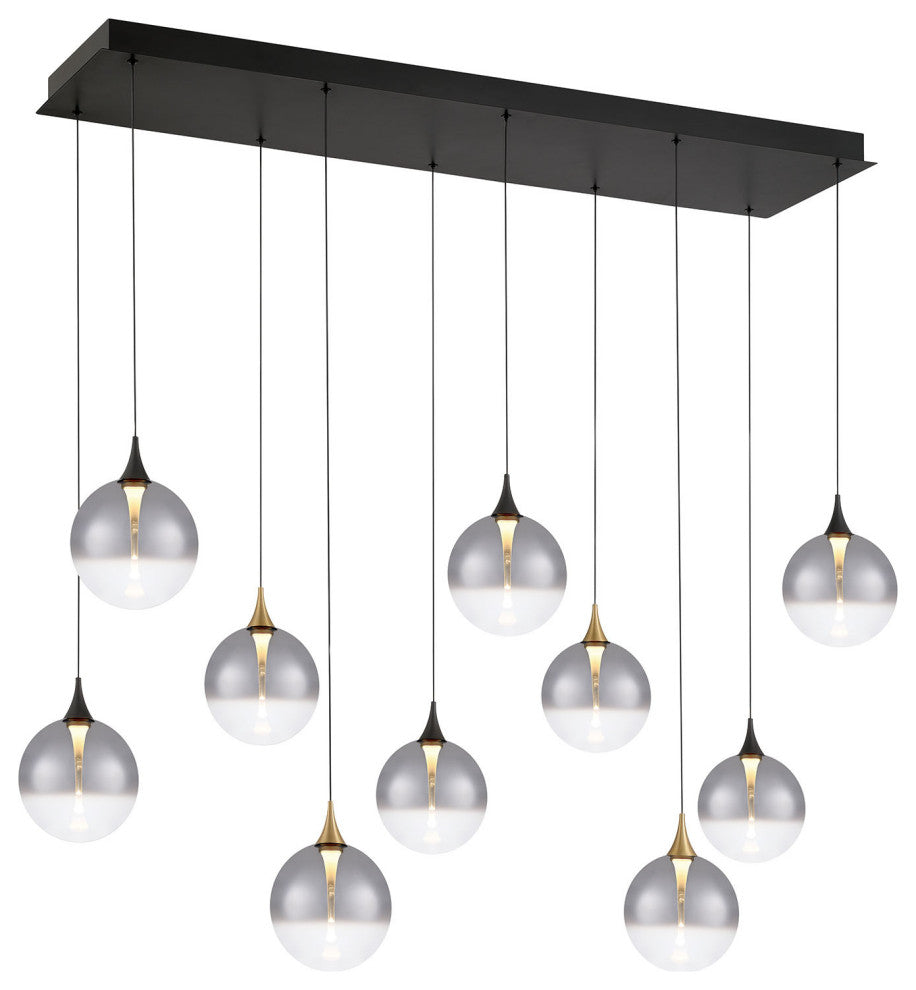 Iissa 10L 47" Gold-Black Smoke Chandelier
