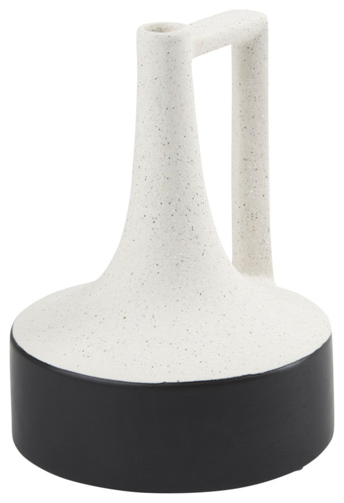 Burton 8.3H Small White and Black Ceramic Jug Vase
