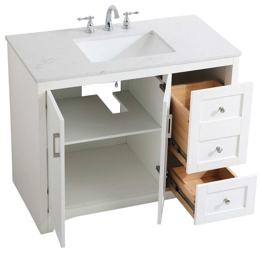 42" Single Bathroom Vanity, White