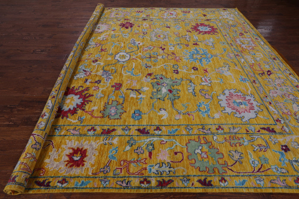 11' Square Turkish Oushak Hand Knotted Wool Rug - Q13353