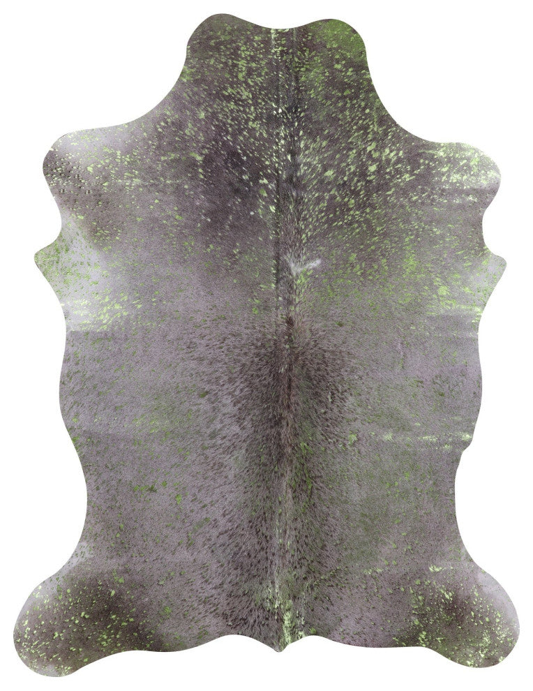 Green Metallic Cowhide Rug 6' 6" X 5' 1" C2119