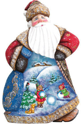 Artistic Wood Carved Star Light Dancing Santa Claus Sculpture