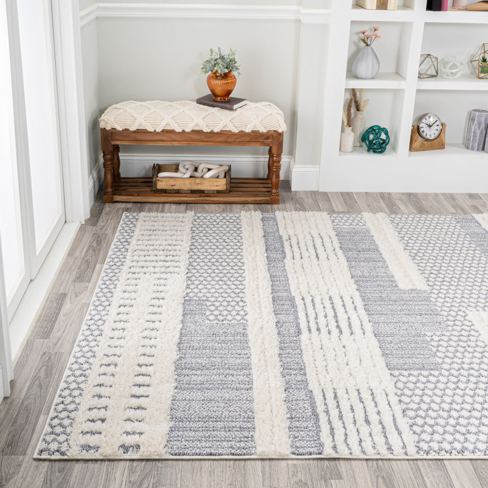 Kerstin Geometric High-Low Cream/Gray 3'x5' Area Rug
