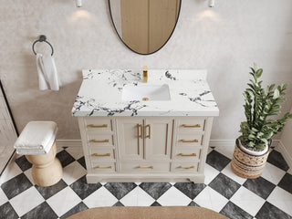 Charlotte 48" Single Sink Bath Vanity in Fine Grain 2" Viola Night