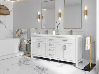 Cambridge 72 Double Sink Bath Vanity in White 1.5" Empira Quartz