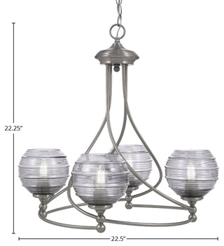 Capri 4-Light Chandelier, Brushed Nickel/Smoke Ribbed