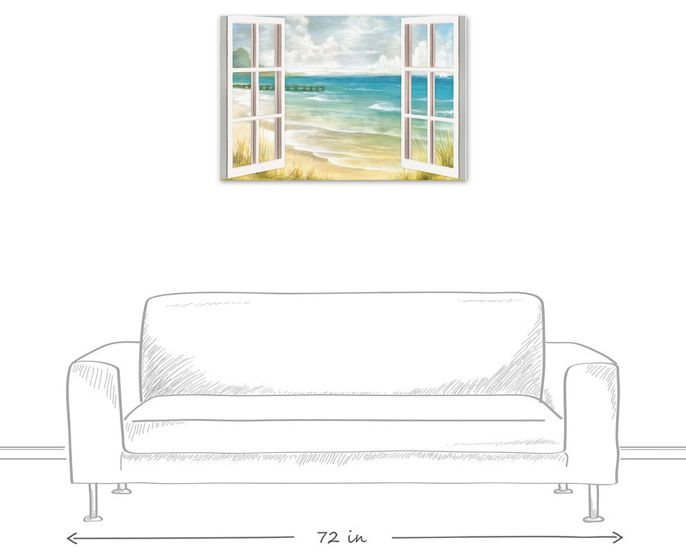 Open Windows to Beach Paradise 24x36 Canvas Wall Art