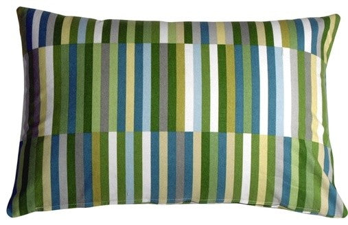 Pillow Decor - Waverly Side Step Throw Pillow, Green, Marine, 16" X 24"