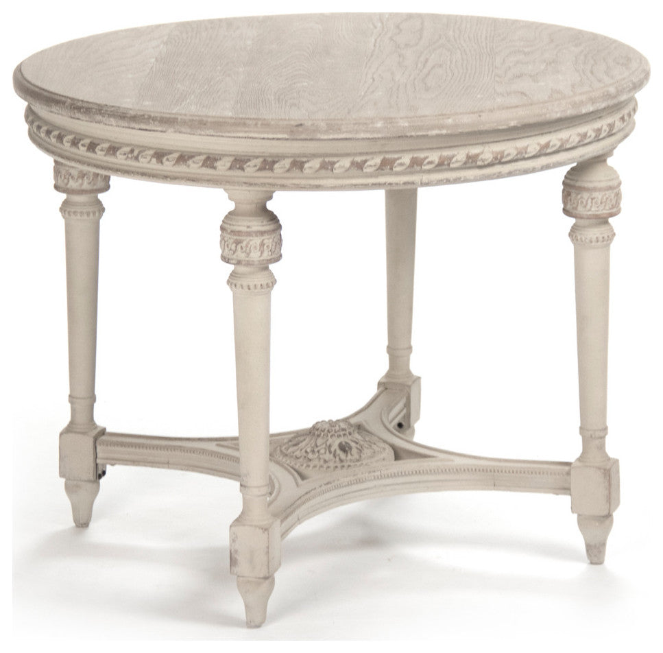 Bence Table, Weathered Top, Distressed Cream Base