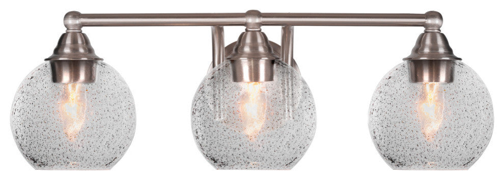 Paramount 3-Light Bath Bar, Brushed Nickel, 5.75" Smoke Bubble Glass