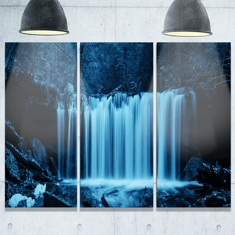 "Waterfalls in Wood Black and White" Metal Wall Art, 3 Panels, 36"x28"