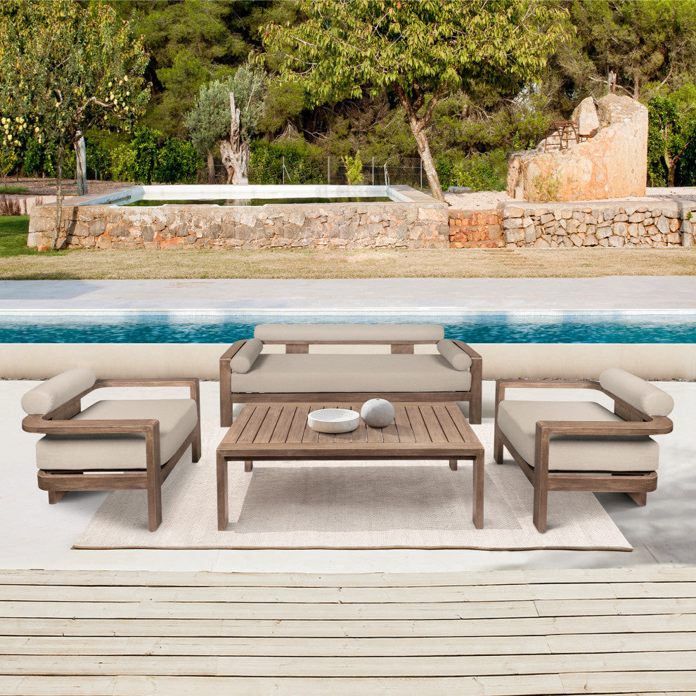 Relic Outdoor Patio 4-Piece Conversation Set Taupe Olefin Cushions